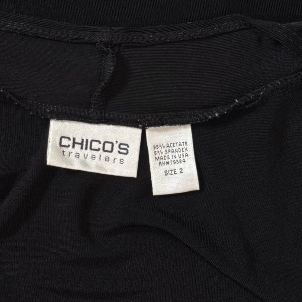 Chico’s Travelers black long-sleeved, open-front cropped bolero shrug Sz 2 Large - Picture 4 of 4